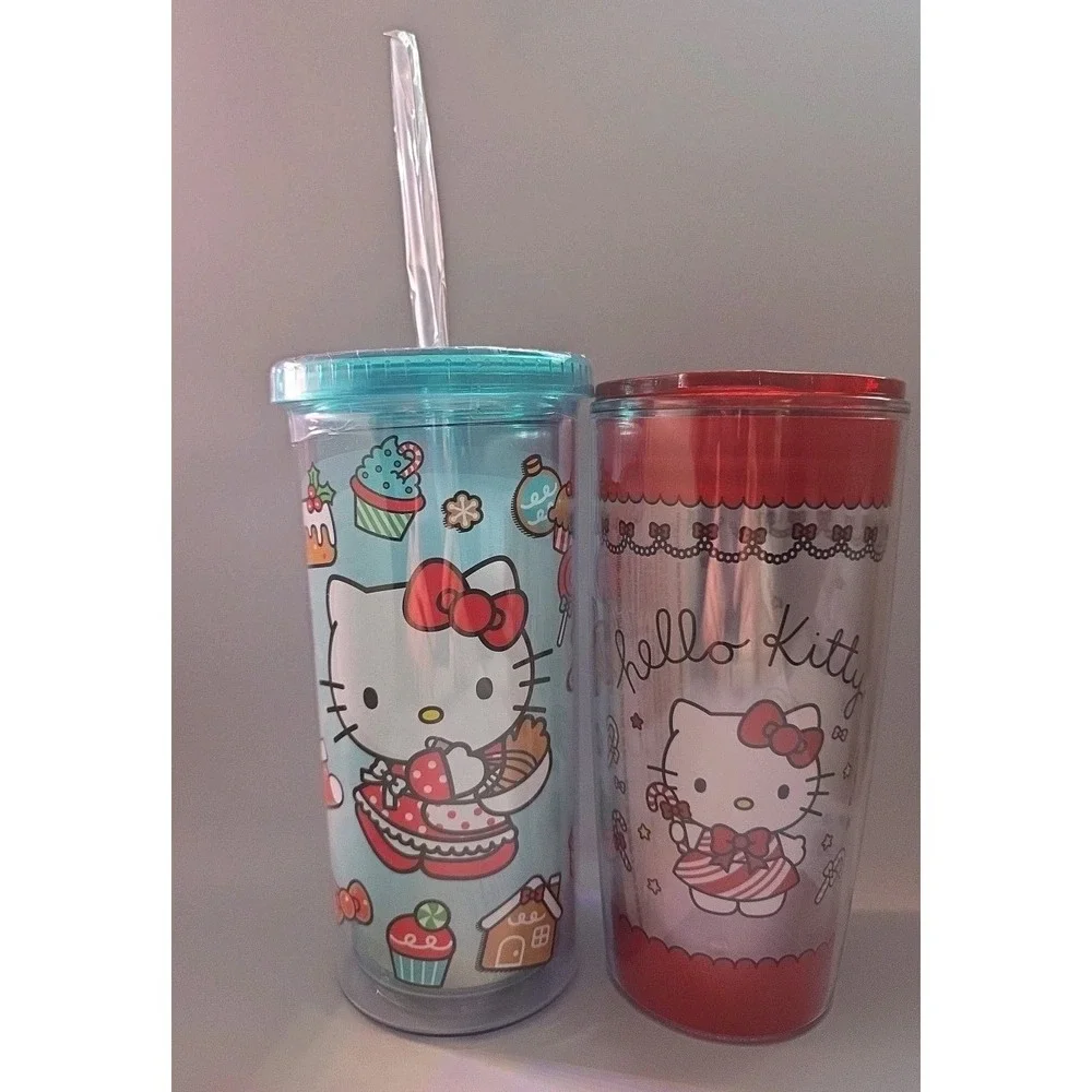 Hello Kitty Gingerbread And‎ Christmas Cookie Tumbler Set Of 2 New